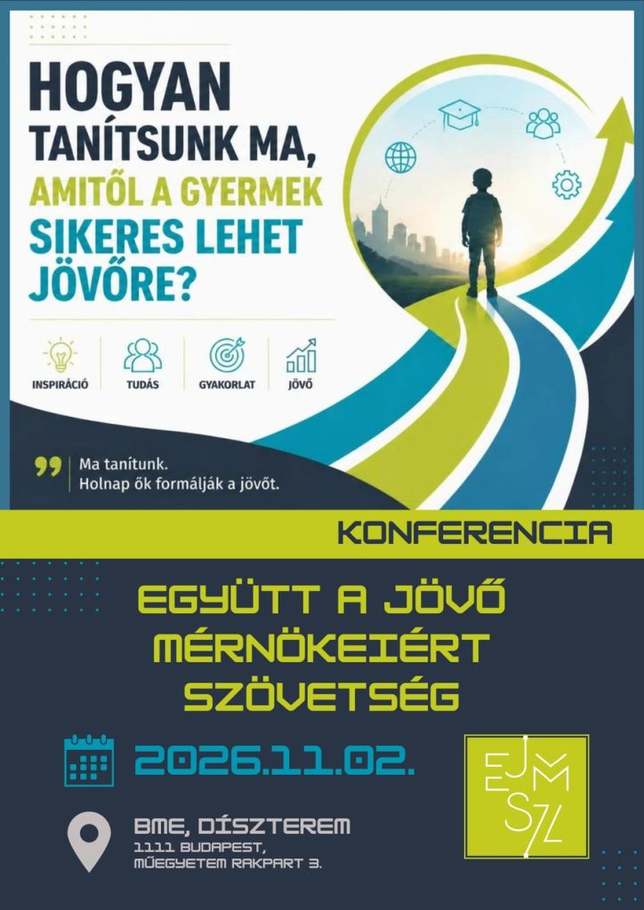 EJMSZ Konferencia 2026 meghívó: Hogyan tanítsunk MA, amitől a Gyermek sikeres lehet JÖVŐRE? 2026. november 2., BME Díszterem, Budapest